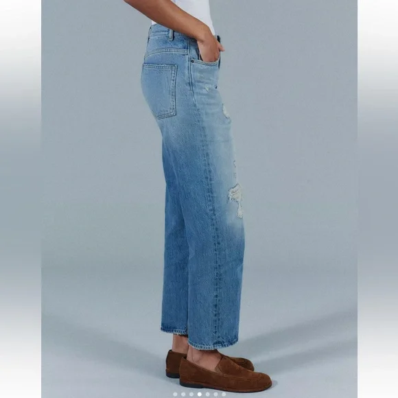 ME + EM Authentic relaxed fit  Blue Distressed Women's Jeans - Picture 3 of 12